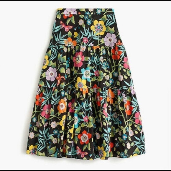 J. Crew Dresses & Skirts - NWT J. Crew Tawna Pavilli Black Floral Print Skirt 10